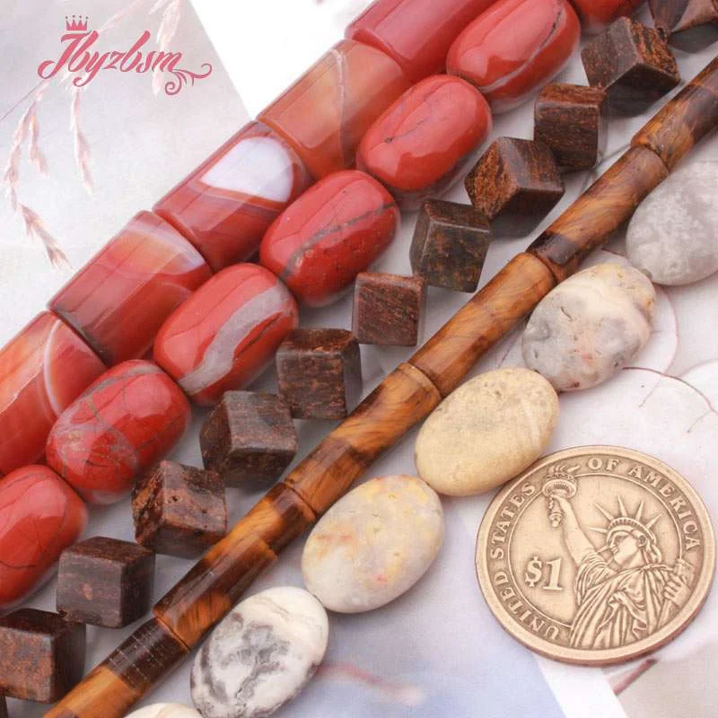 Natural Coin Oval Square Column Rondelle Beads Loose Natural Stone Beads For DIY Women Necklace Bracelet Jewelry Making Str 15\