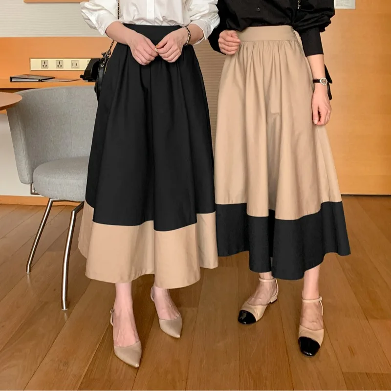 

Chic Wooden Collar White irt Color Blo f Skirt Spring Beautiful Set Korean Sle Women's Faion Spring Autumn Wi...