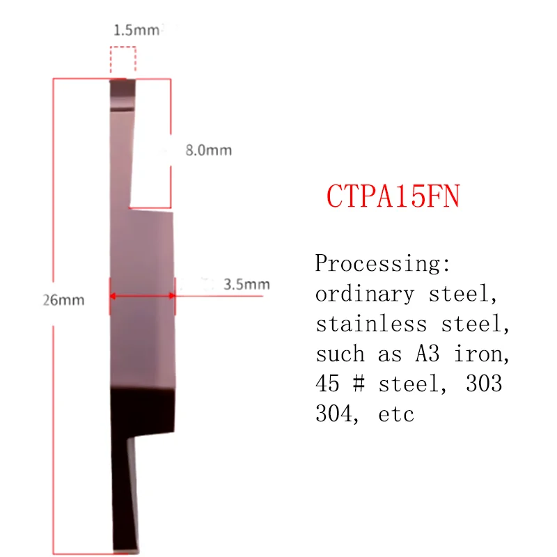 5PCS CNC Insert Core Walking Machine Cutting Groove Cutter CTP 10FN  Inclined Mouth CTPA 15FR Flat Mouth Inserts