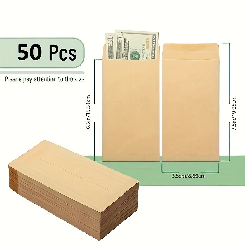 50Pcs Money Envelopes for Cash: 6.5