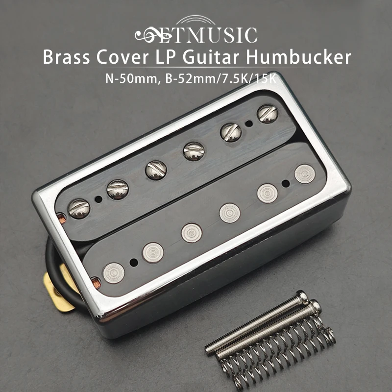 Capa de latão aberta humbucker 6 captador de peça única fixa/6 ajustável para saída de guitarra elétrica estilo lp divisão de bobina de cabo 4c