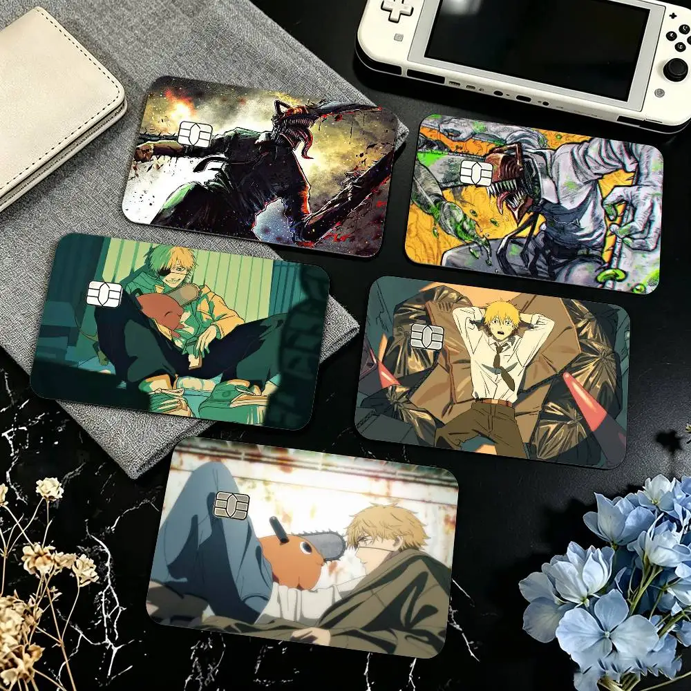 Anime C-Chainsaw Man Denji  Credit Card HD Stickers Small Chip Waterproof Sticker Game Card Decal Gift