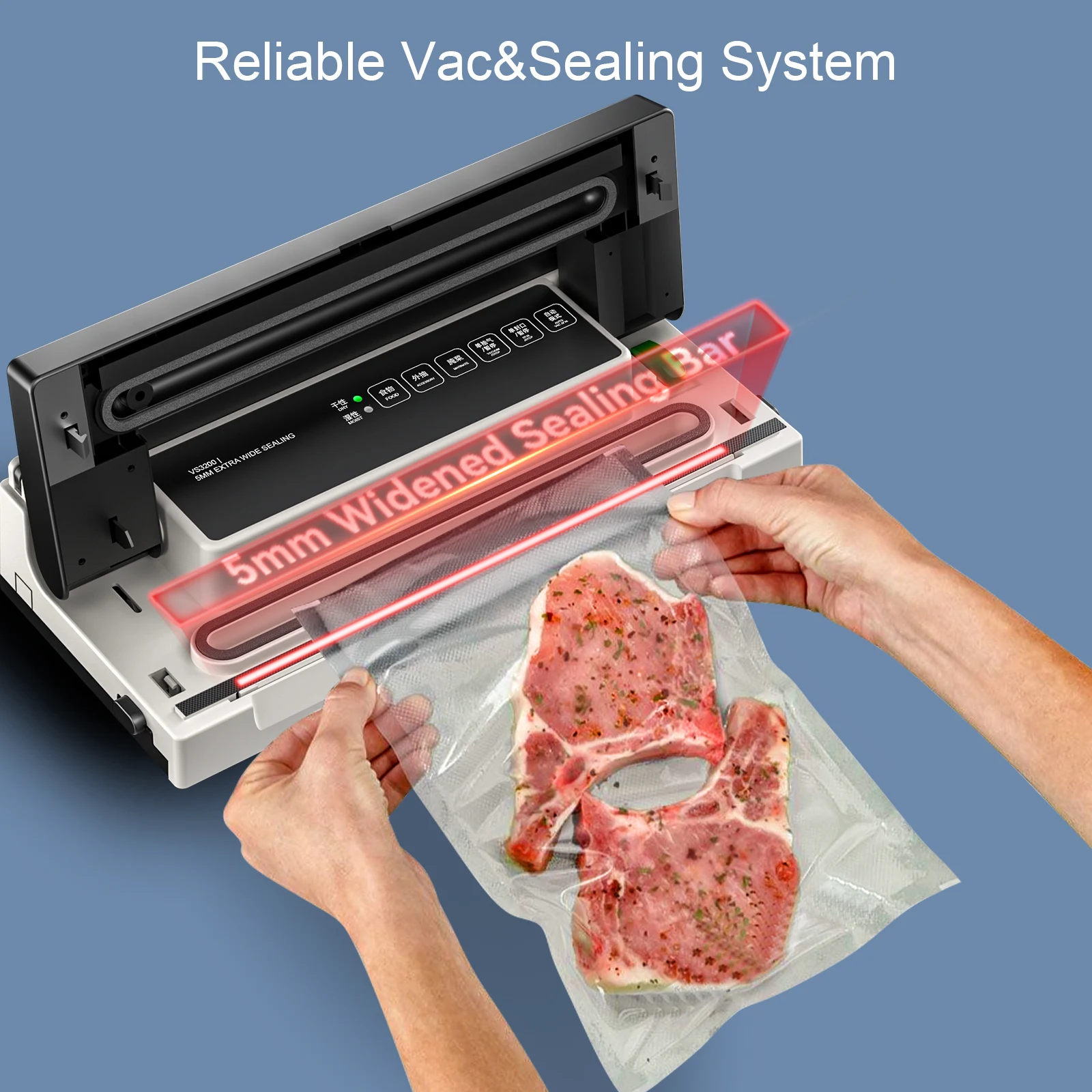 Magic Seal Precision Vacuum Sealer Machine, Início Embalagem Selador para sacos de armazenamento de plástico, VS3200 Máquina de embalagem de selagem elétrica