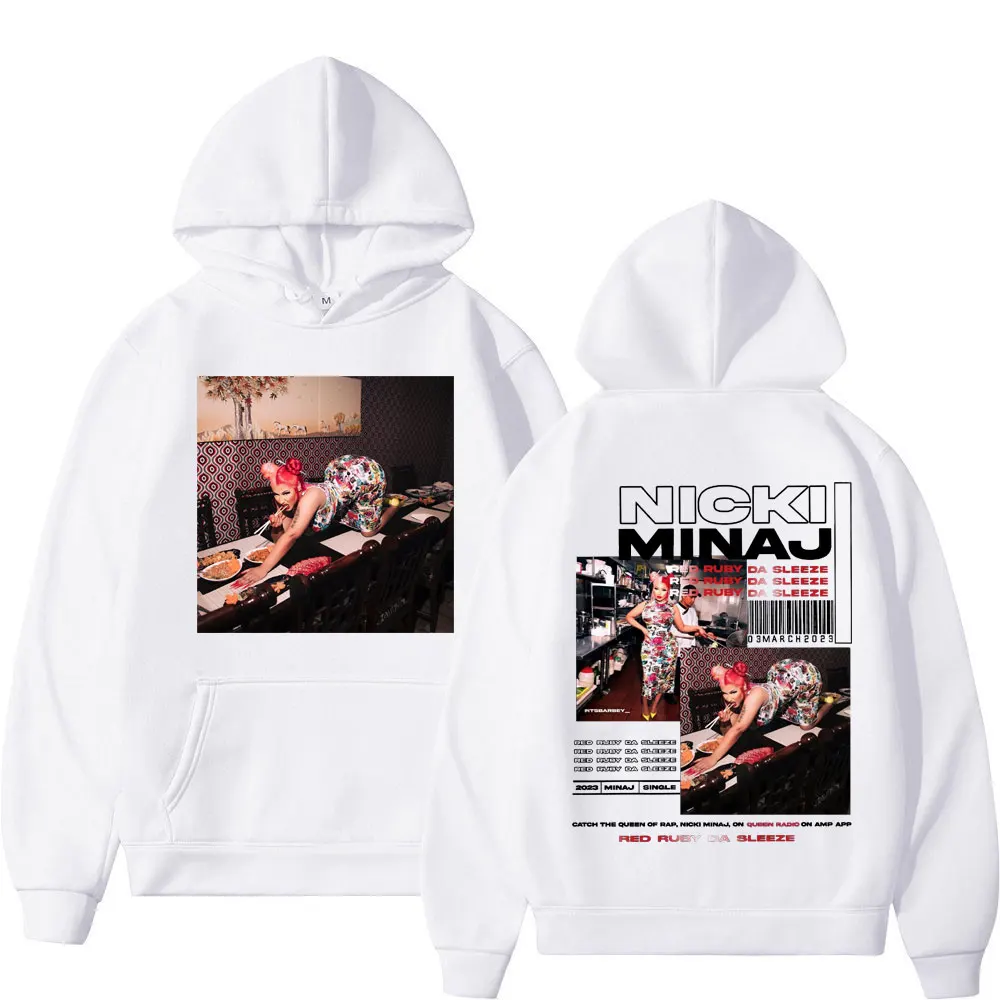 Customization Rapper Nicki Minaj Album Double Sided Graphic Hoodie Men Women Fashion Hip Hop Hooded Sweatshirts Casual Loose Fle
