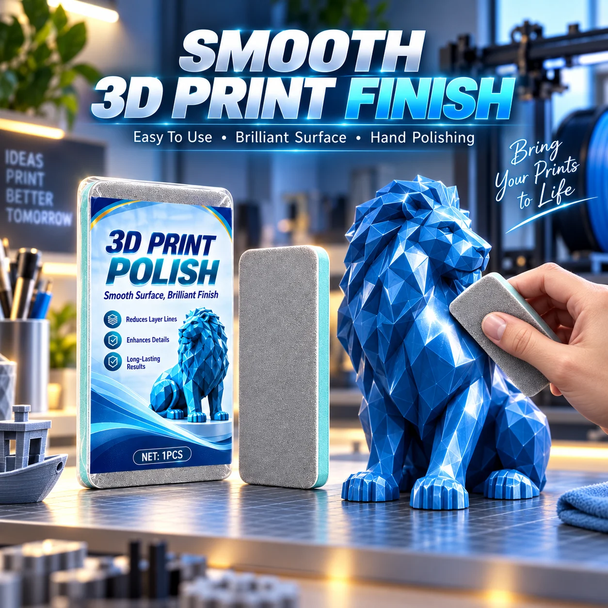 3D Printing Surface Finishing Polishing Pad Sponge| for PLA ABS PETG Resin Models,Surface Smoothing Tool for Layer Lines & Props
