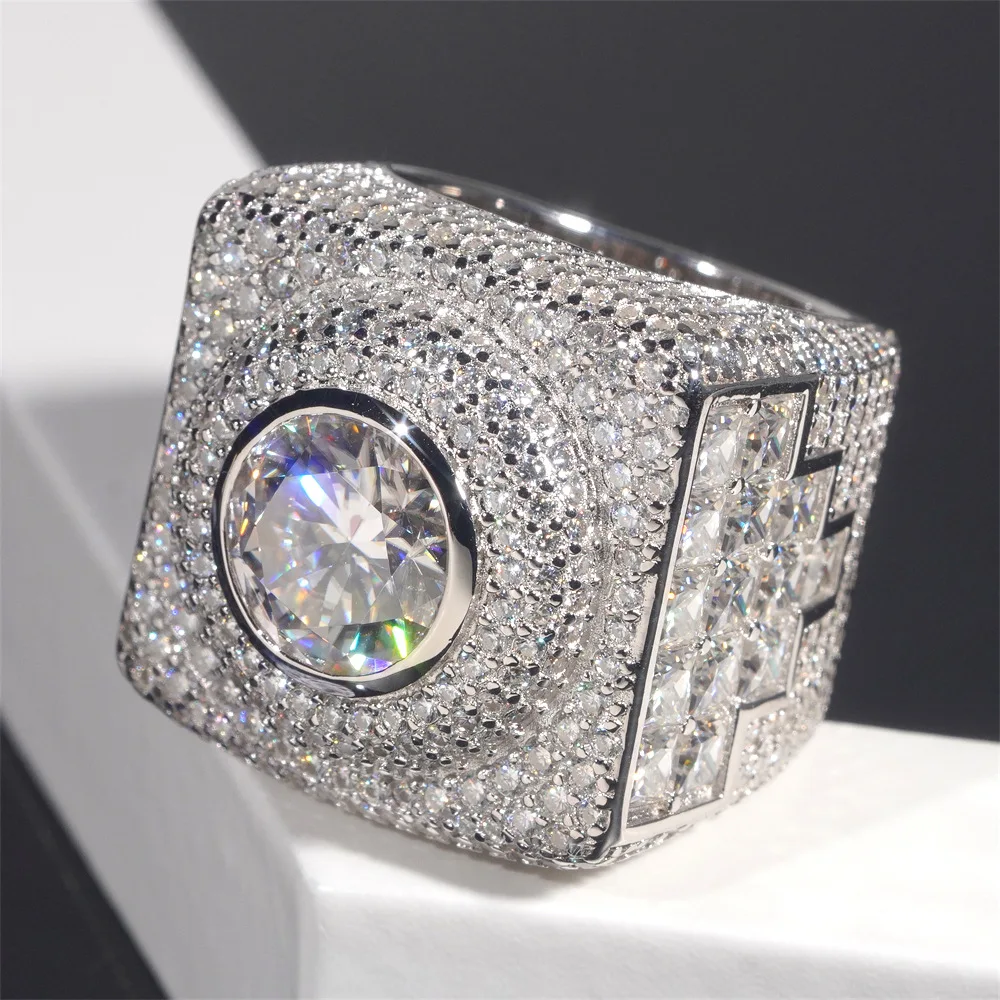 LYEE CYEE Heavy Duty Sugar Ring Set with Moissanite Light Luxury Hip-Hop Sparkling Wedding Anniversary Commemorative Couple Rings