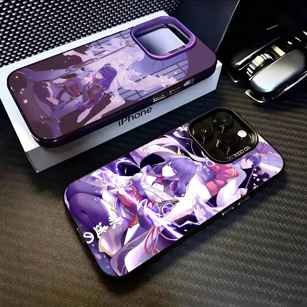 

Game Genshin Raiden Shogun Phone Case For iPhone 17,16,15,14,13,12,11 Plus,Pro Max,XS,Colorful Silver Phone case Funda Cover