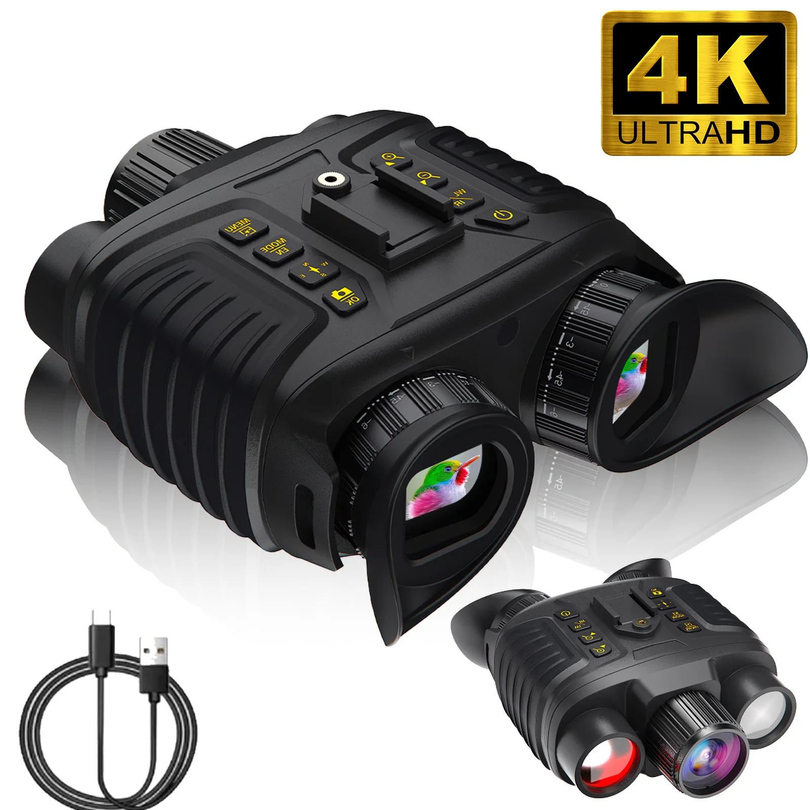 8360 Night Vision Device, 4k High-Definition Adult Night Vision, 8X Digital Zoom, 7X Infrared Brightness Adjustment, Full Black Line Of Sight Of 300 Meters, Large Battery Capacity Of 4500mAh