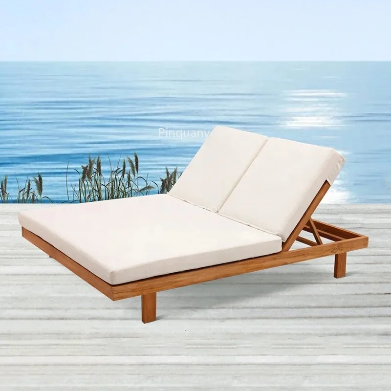 Daybed Chairs Furniture Outdoor Beach Pool Teak Wood Double Sunbed