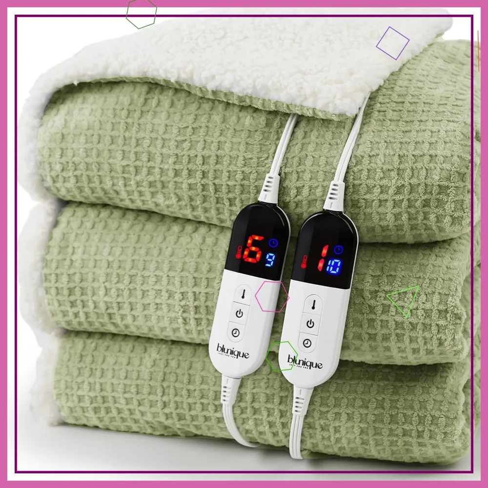 

Queen Size Heated Blanket, 84x90 Inches, Dual Controllers, Fast Heating with 6 Levels & Auto Off, ETL Certified