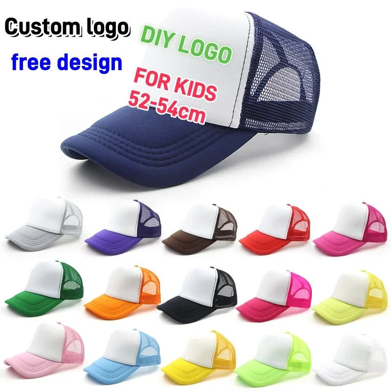 Kids Adjustable Mesh Trucker Hat Custom Logo Personality DIY Print Baseball Cap Summer Sun Visor Hat for Girls And Boys