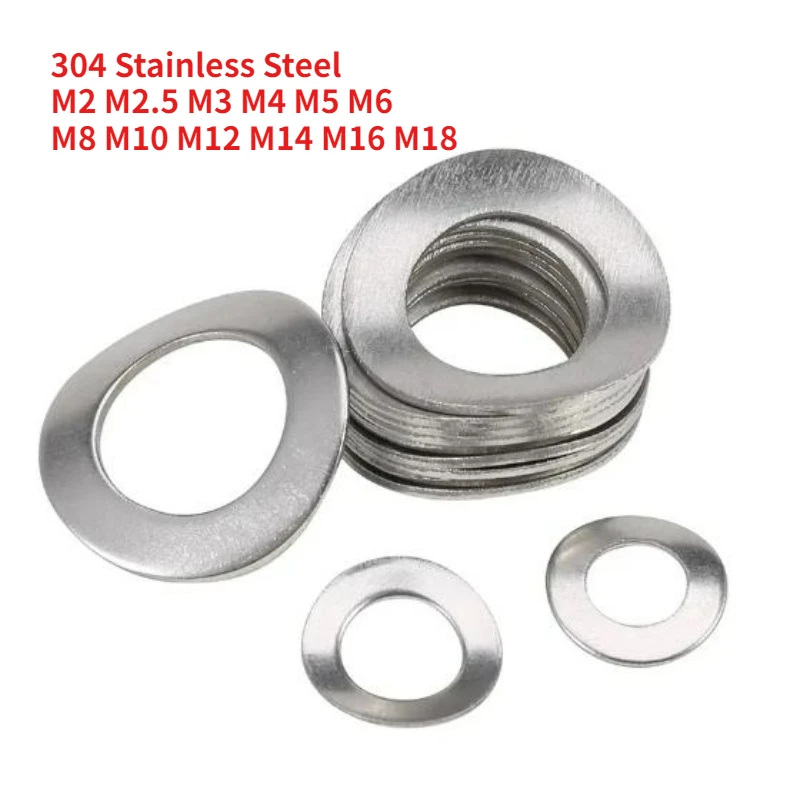 304 Stainless Steel DIN137B Anti Loosening Locking Wavy Elastic Washer M2 M2.5 M3 M4 M5 M6 M8 M10 M12 M14 M16 M18