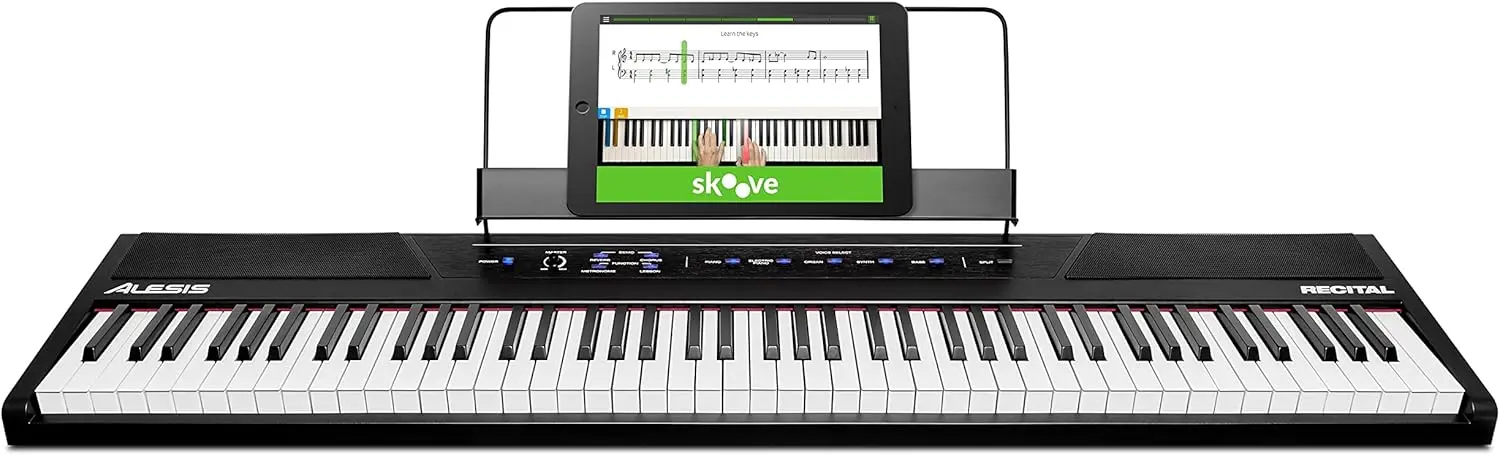 Recital – Tastiera per pianoforte digitale a 88 tasti con tasti semiponderati, altoparlanti 2x20 W, 5 voci, modalità split, strato e lezione, FX e