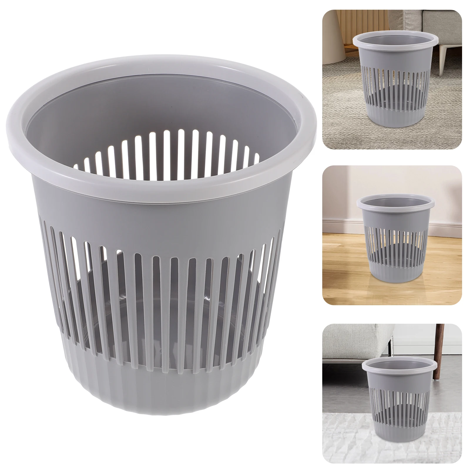 

1pc Sturdy Pp Material Bedroom Bathroom Simple Design Large Capacity Home Garbage Can Office Bin Plastic Waste