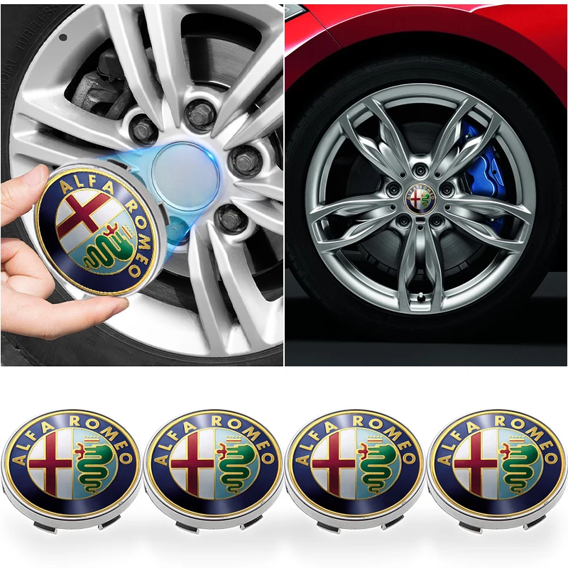 4pcs 60mm Car Wheel Center Hub Cap Logo Sticker Rim Cover Emblem Decal For Alfa Romeo 159 147 156 Giulietta Giulia Mito Stelvio