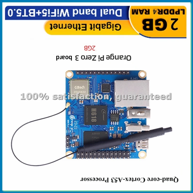 For Zero 3 2GB RAM Single Board Computer H618 Chip Wifi-BT5.0 LPDDR4 Gigabit Zero3 Development Board-VVNB