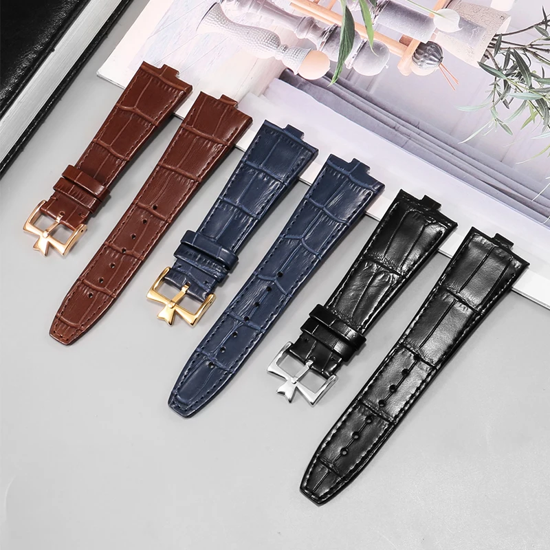 Cowhide watch strap Substitute 4500v/5500v/7900 Series Quick-release VC Convex Interface Leather Watch Strap With 24-7mm