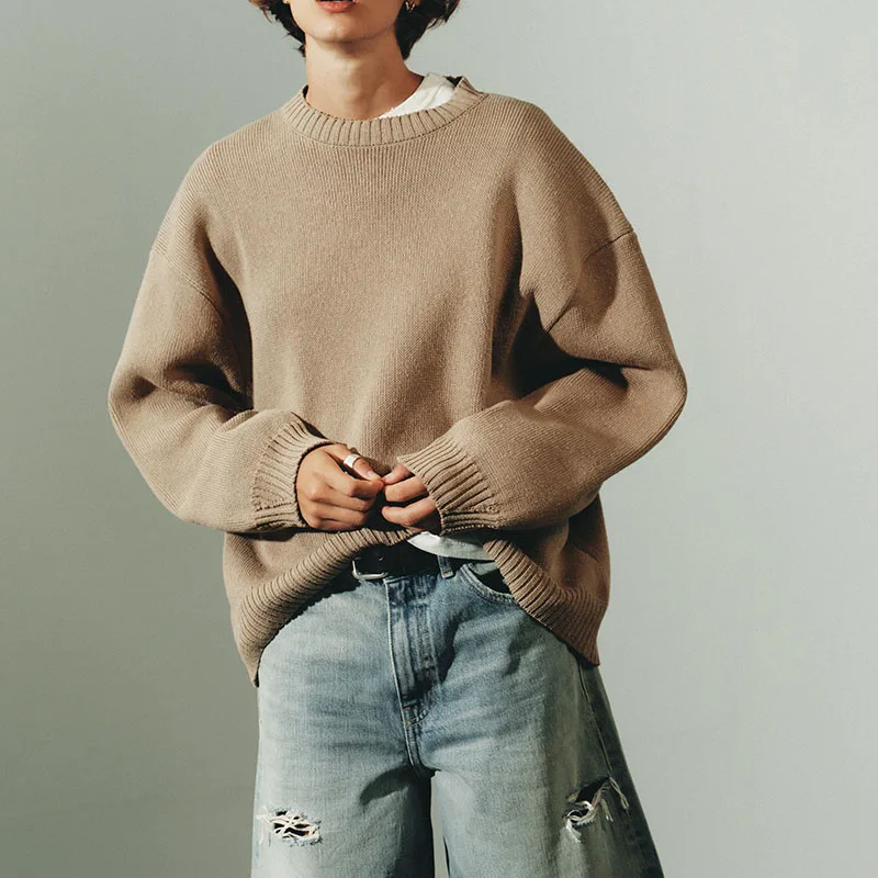Nueva llegada otoño ZA2025 mujer Simple Match largo Sve redondo Ne suéter de punto suelto Casual Sle Loose Fit redondo Ne