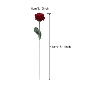 Hand Knitting Wool Bouquet for DIY, Fake Rose Flowers, Crochet Woven Flower Plants, Wedding Party, Home Room, Table Decoration, Gifts 10 Main Sales Bride Cadaver - №4