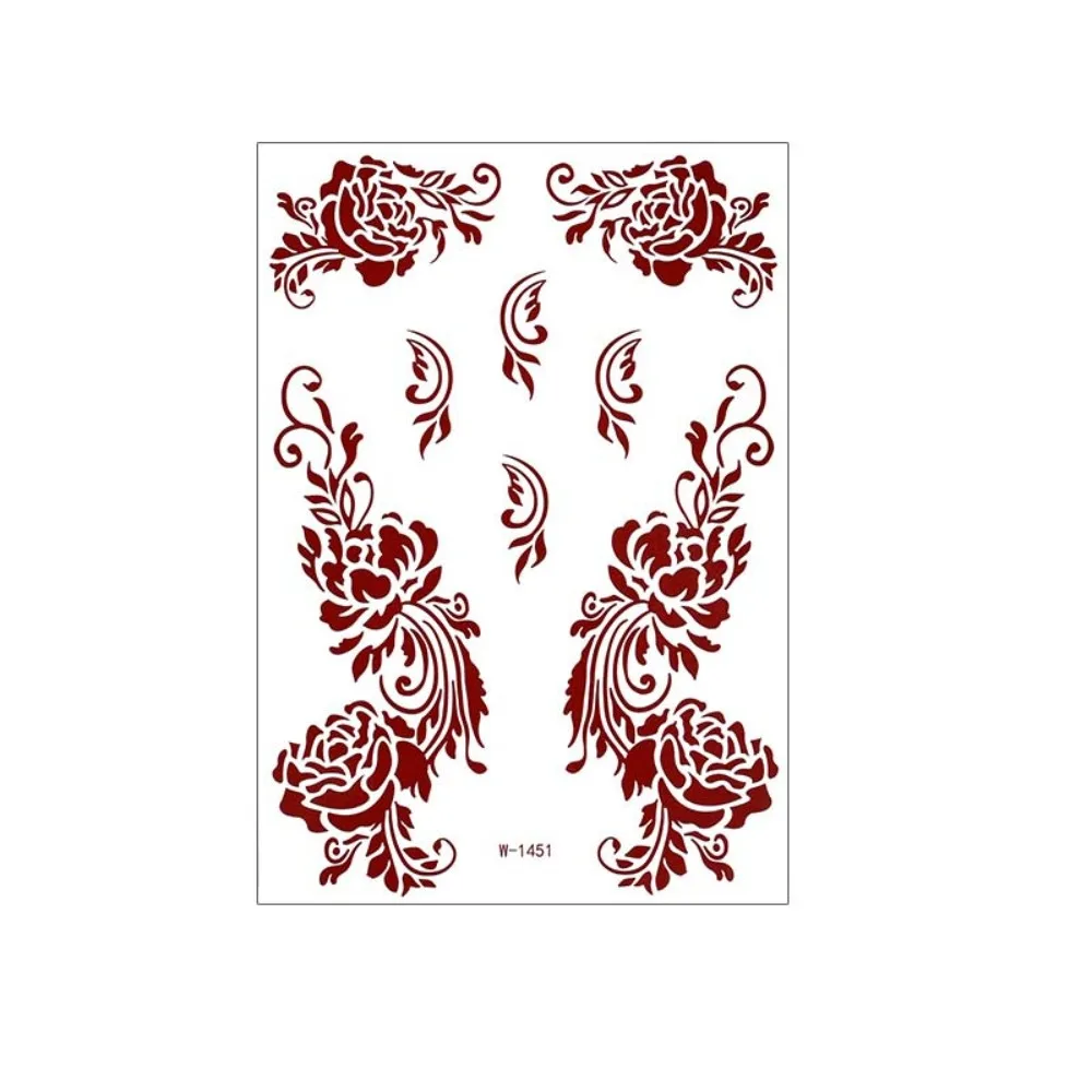 

Red Mehndi Stickers Henna Tattoo Stickers Lace Fake Tattoo Wedding Tool Temporary Tattoo Legs Arm India Flower Body Art Sticker