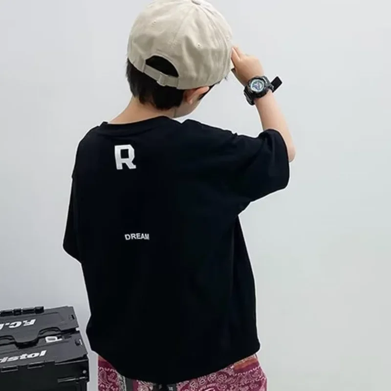 Children's Clothing From 11 To 12 Years Baby Summer Clothes Korea T-shirts For Boys Short T-shirt Tops Top Teenagers Sleeve Tee