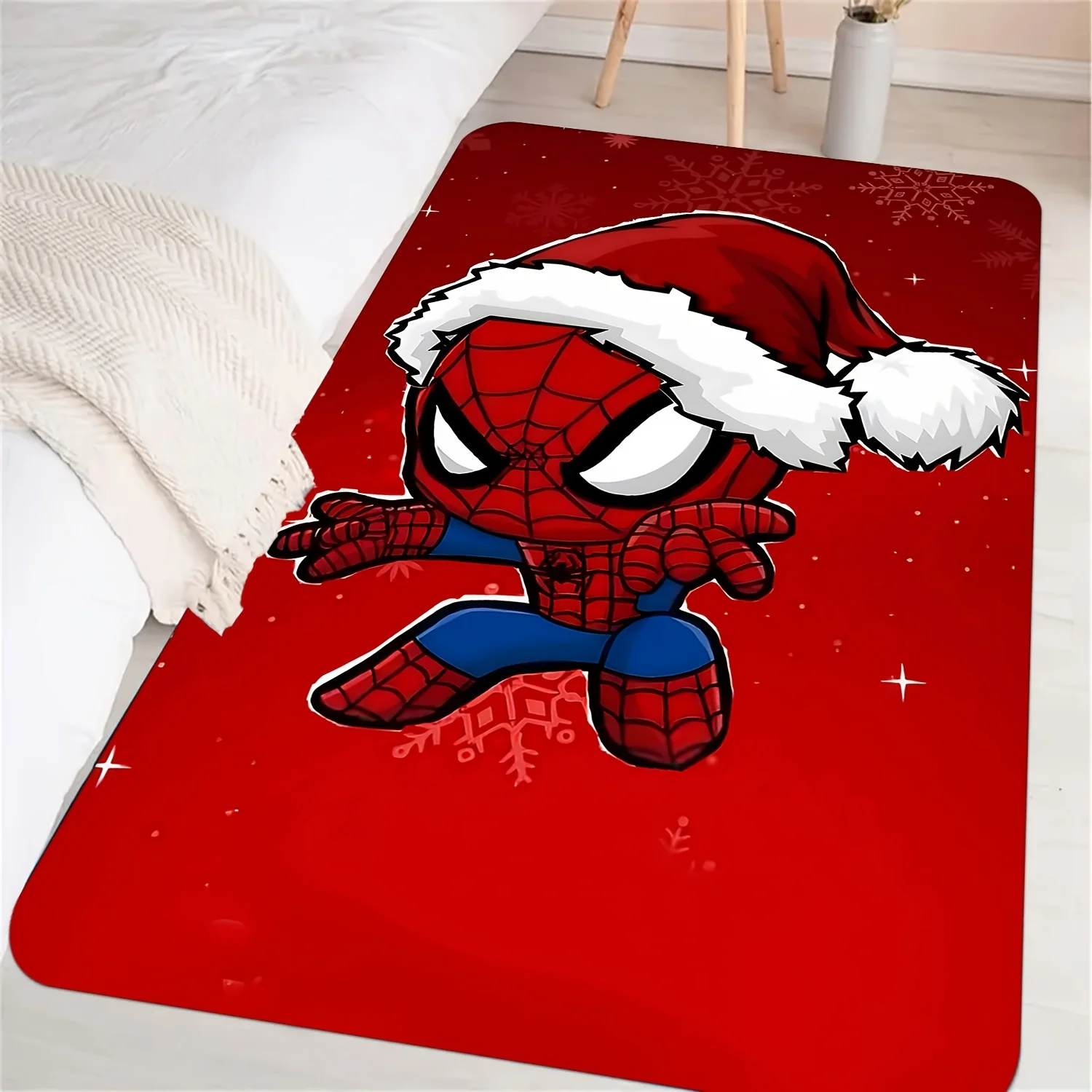 

Коврик с принтом в виде рождественской шапки-паука | Прочный полиэстер, подходит для гостиной, спальни, придверного коврика, использования на улице - Fun Home De