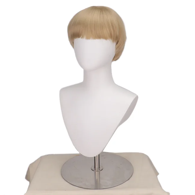 Synthetic Short Brown Mushroom Cosplay Wig for Men Bowl Cut Hair Anime Retro Wig Suitable for Movies Party Multi-colored Wig