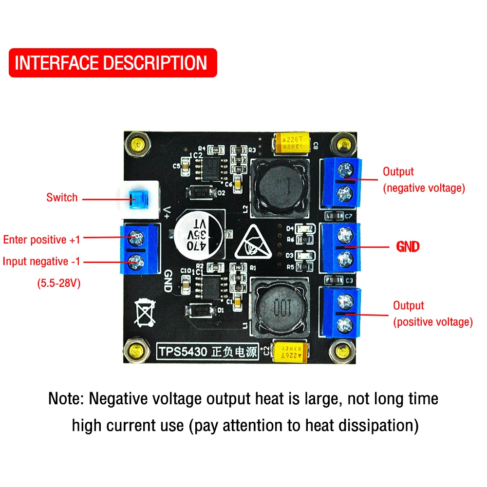 TPS5430 TPS5450 modulo di alimentazione doppio negativo positivo con commutazione uscita ± 5V ± 12V ± 15V