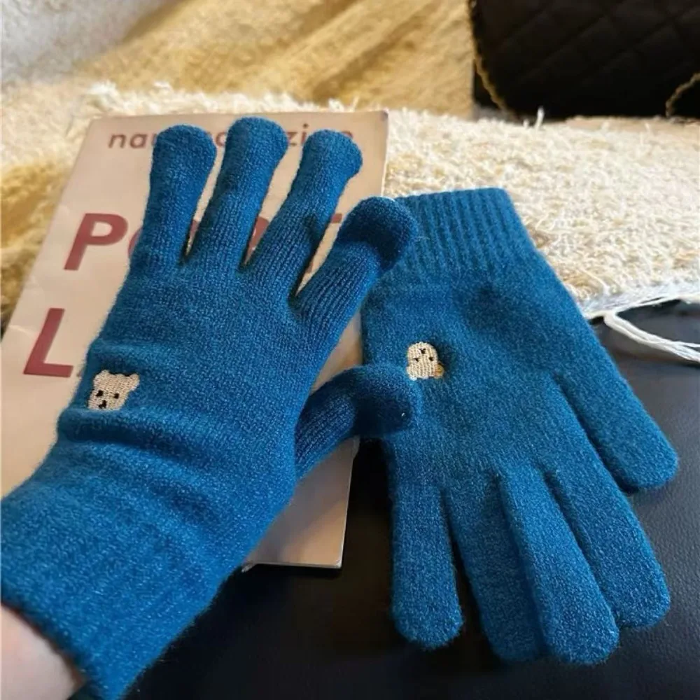 Women Full Finger Women Bow-knot Warm Gloves Protection From Cold Thickened Touch Screen Knitted Gloves Windproof Elasticity