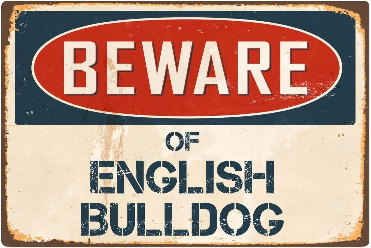 Beware Of English Bulldog 8” x 12” Vintage Aluminum Retro Metal Sign VS159 sign