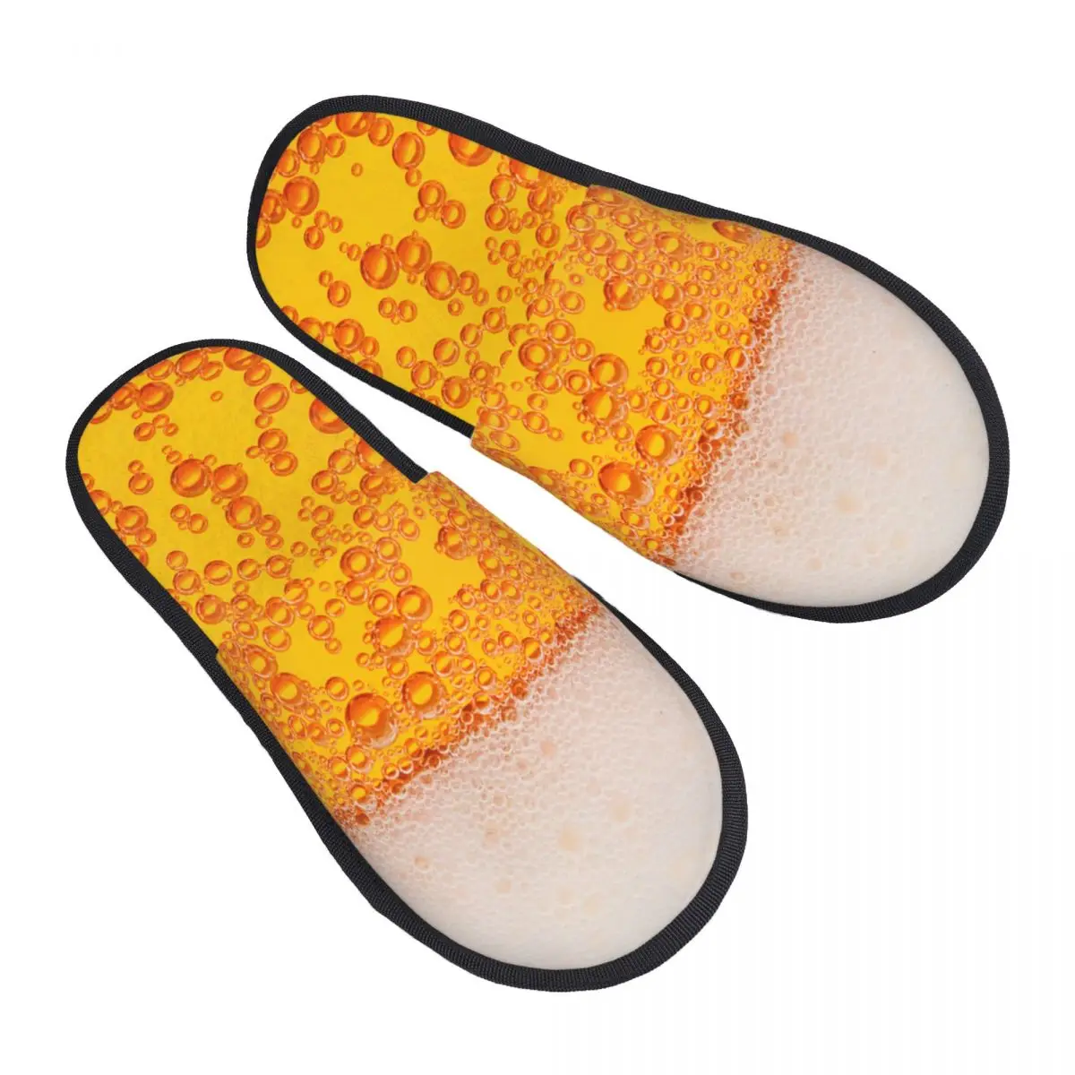 Custom Grappig Bier Realistische Bubbels Foam House Slippers Vrouwen Comfy Traagschuim Drinken Minnaar Slip Op Hotel Slip Schoenen