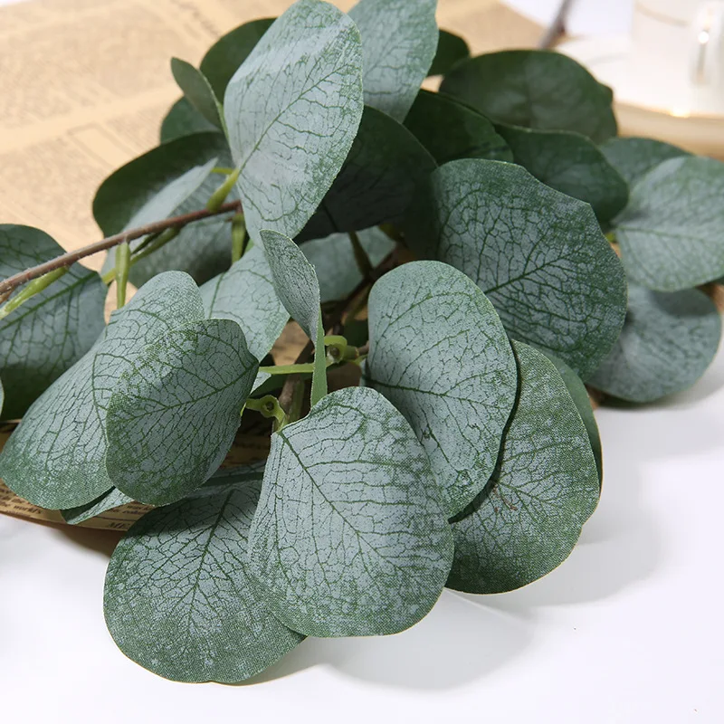 1pcs Artificial Eucalyptus Apple Leaves Branch Spring Autumn Fake Greenery Stem DIY Arrangement Home Wedding Table Floral Decor