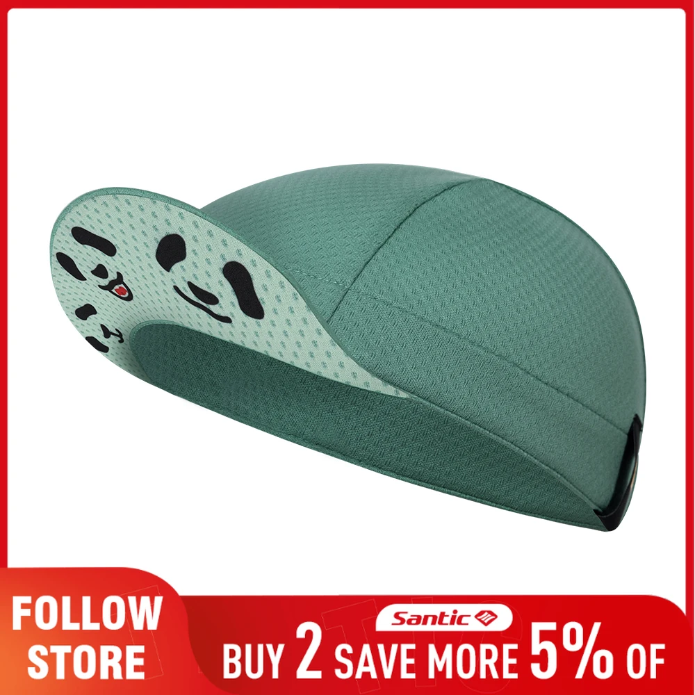 Santic Panda Print Cycling Cap Under Helmet Women Men Biker Cap Summer Running UV Protection Breathable Sweat Wicking Light Hats