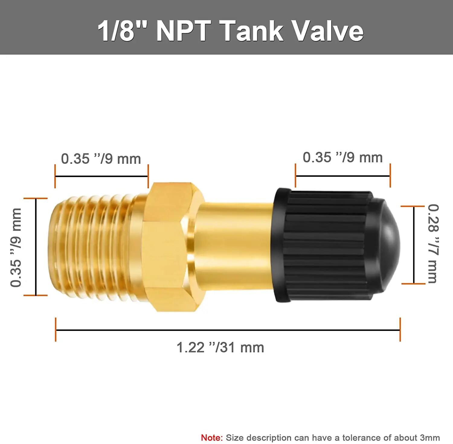 ATsafepro 부식 방지 황동 슈레이더 밸브, NPT 탱크 밸브, 공기 압축기 탱크 1/4 사용, 1/4 인치 수 NPT, 1/8 인치, 4 개