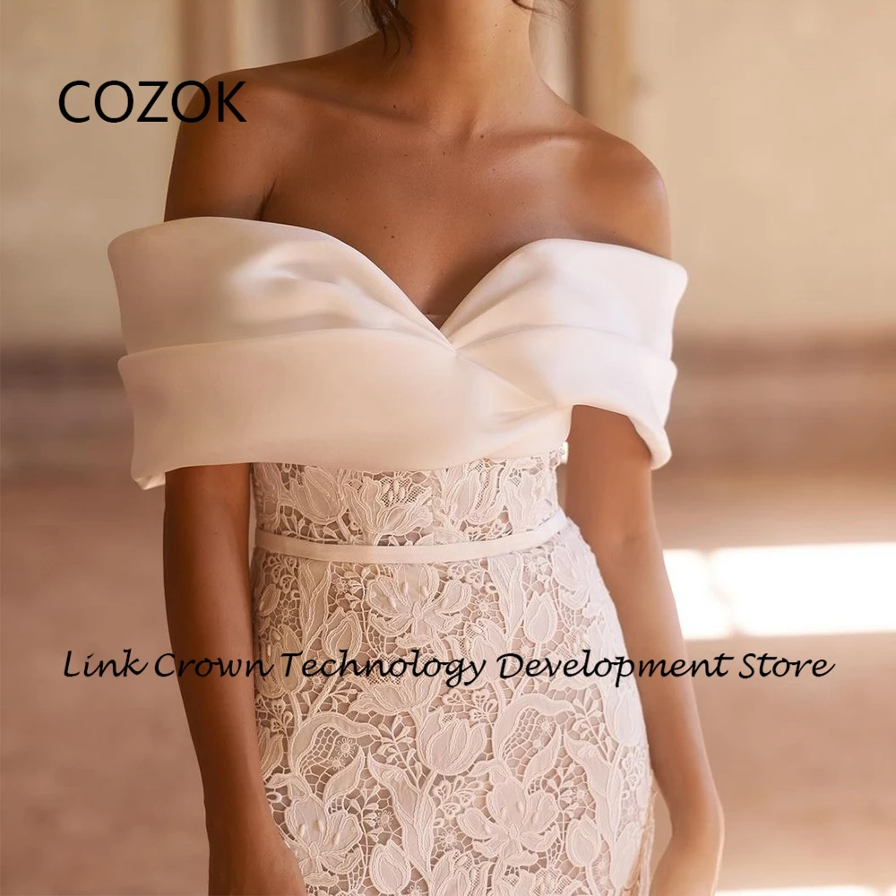 COZOK Sweetheart Off Shoulder Wedding Dresses with Lace 2024 Summer Court Trian Bridal Gowns Zipper Back Vestidos De Novia New