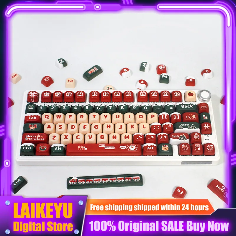 

Christmas-Themed Keycaps MOA Profile Mechanical Keyboard PBT Custom Cute Keycaps PC Gaming Keyboard Accessories Holiday Gifts