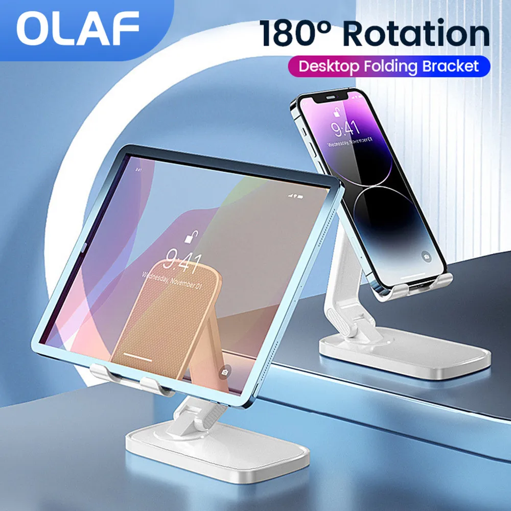 180° Rotate Desktop Phone Stand Holder For iPad iPhone 14 Mobile phone Support Tablet Cell Phone Portable Holder Bracke Foldable