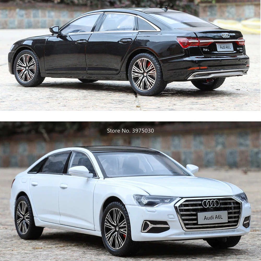 1:24 escala audi a6l brinquedos modelos carros em miniatura liga diecast roda puxar para trás com luz som veículos modelo meninos presentes perfeitos