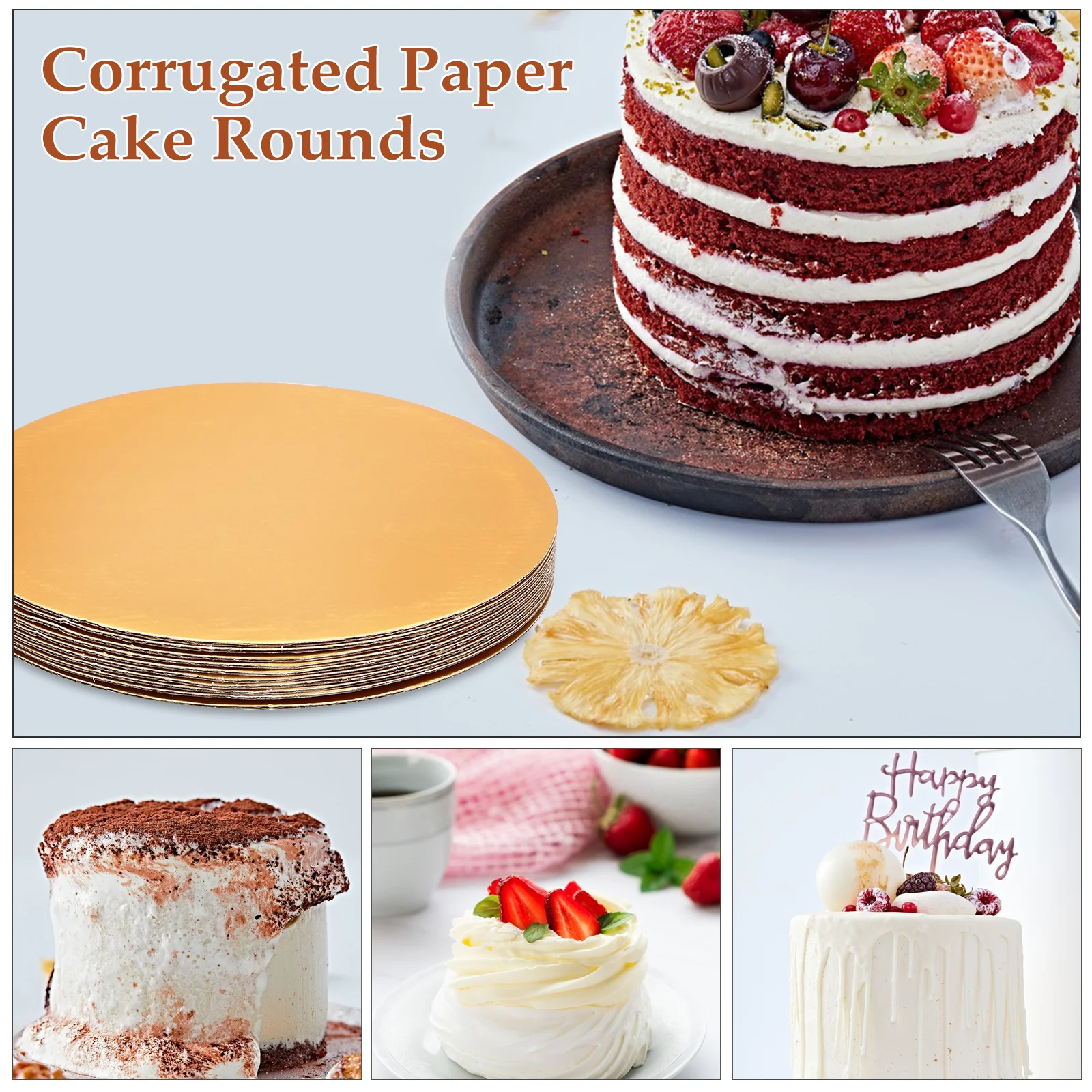 10 Pcs Cake Pan Corrugated Board Serving Plates Square Base Boards Round Paper Decorative Wedding