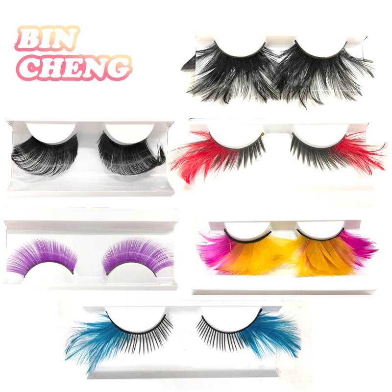 One Pair Feathers Mink Lashes Fake Eyelash New Exaggeration Beauty Chritmas Stage Party Cosplay Eyelashes Make Up Supplies