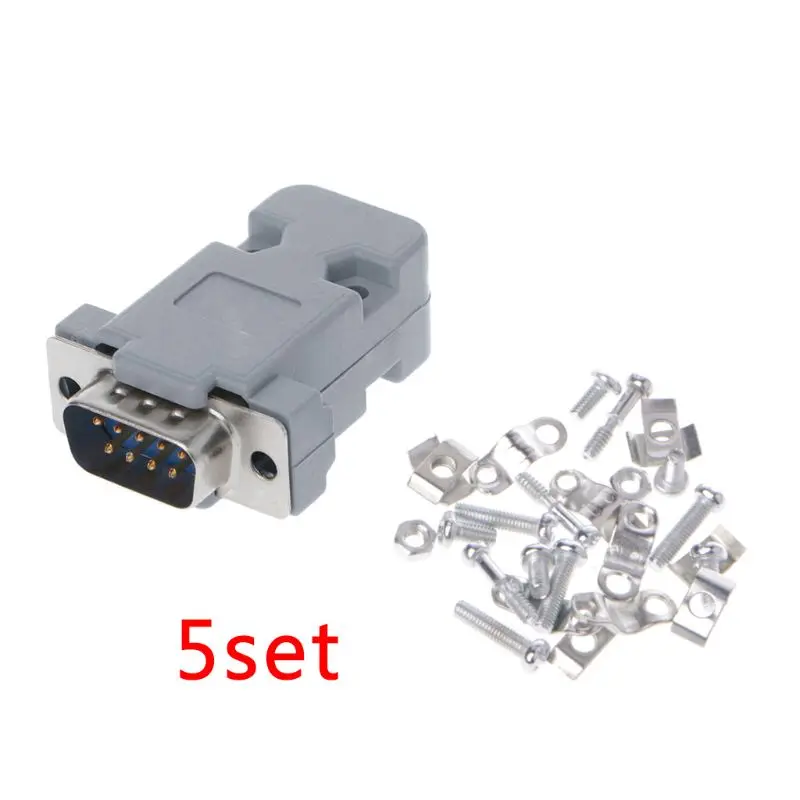 5Sets 9Pin Male/Female D-Sub Plug Solder Connector RS232 Serial DB9 for