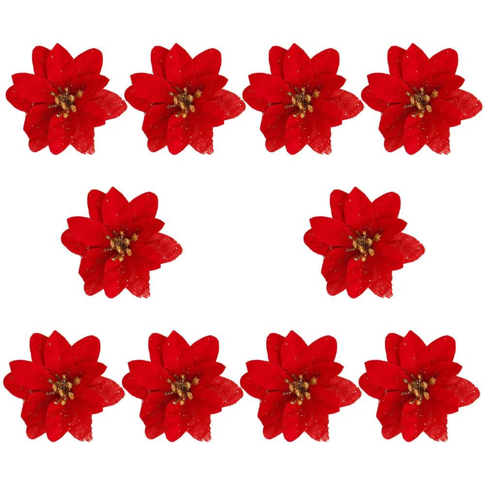 

10 PCS Christmas Flower Flowers Berries Xmas Decor Poinsettia Artificial Tree for Vine Child