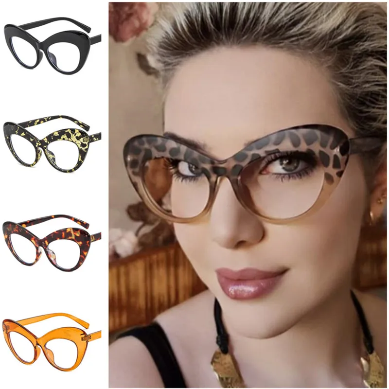 Fashion Anti-Blue Light Glasses Women Optical Eyewear Cat Eye Spectacles Retro Eyeglasses Patchwork Frame Ornamental