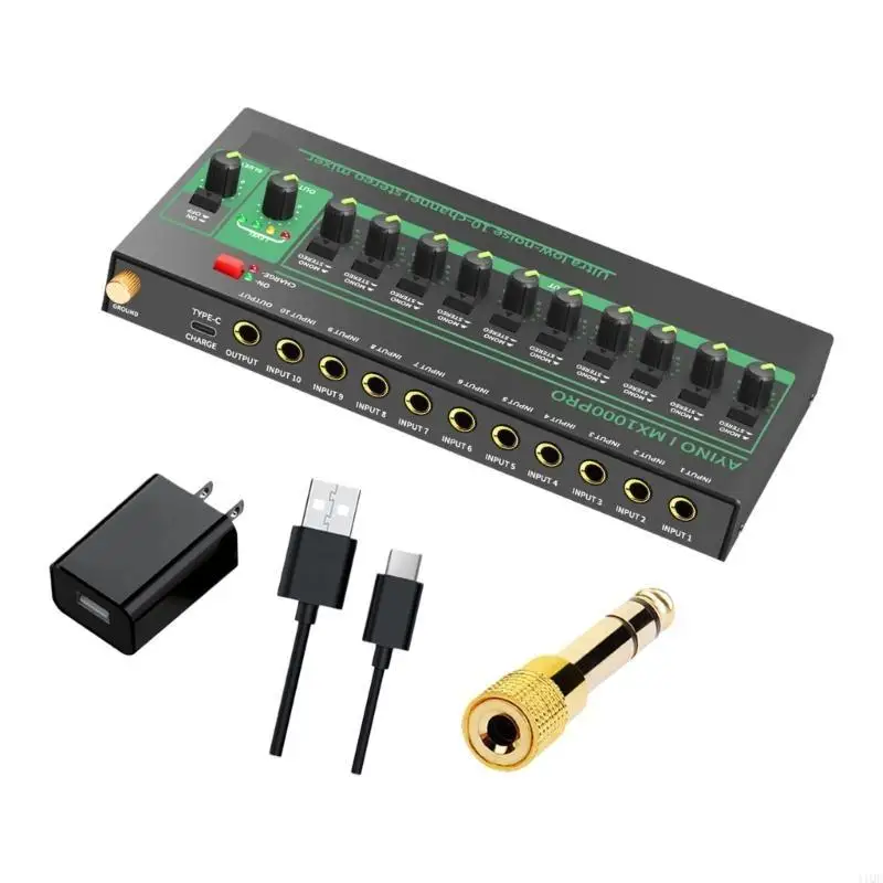 2025 New 10 Channel Sound Mixer Low Noise Stereo Mono Line Mixer 6.35mm Input Sound