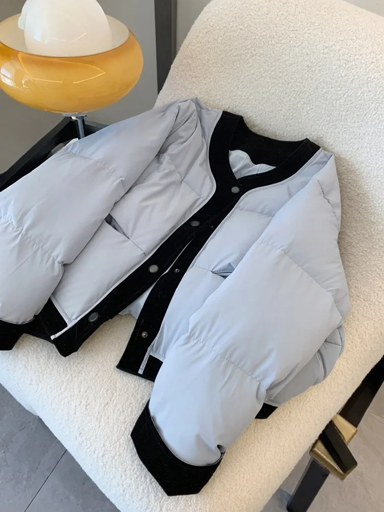 

Lightweight Loose Cotton Jaet Women's Faionable Autumn Winter round Ne Color Blo Bread Sle Outerwear Coat