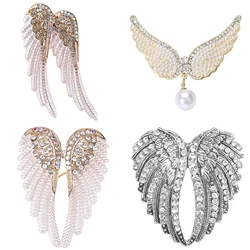 Enamel Wings Pins for Women Unisex Rhinestone Angel Wing Brooches Banquet Party Backpack Gifts Jewelry Accessories