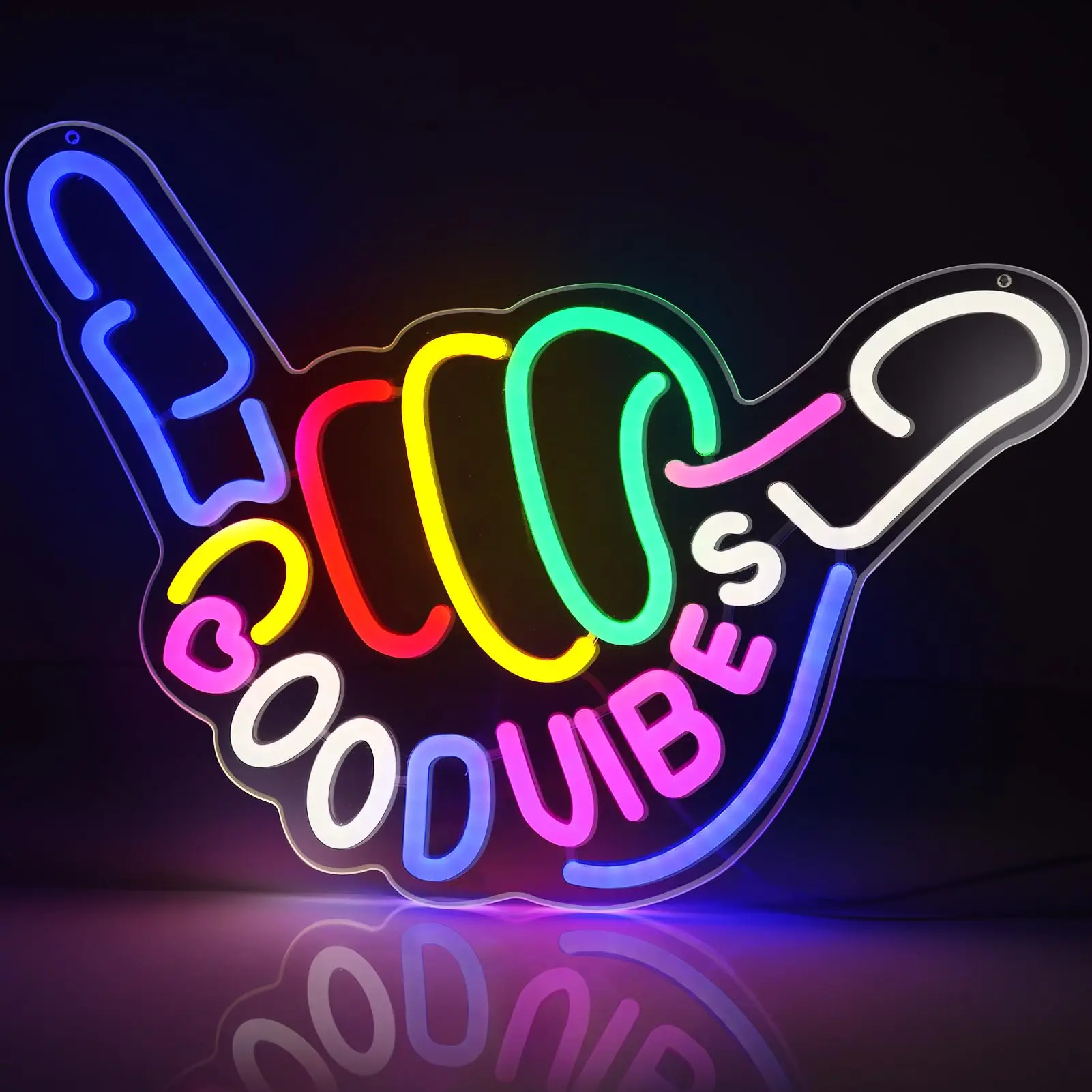

Good Vibes Neon Sign Dimmable USB Powered LED Wall Light for Bedroom Game Room Party Club Home Decor Gift