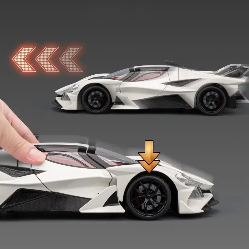 1:18Apollo Project EVO Alloy Sports Car Model  Diecast Metal Concept Racing Car Vehicle Model Sound and Light Childrens Toy Gift