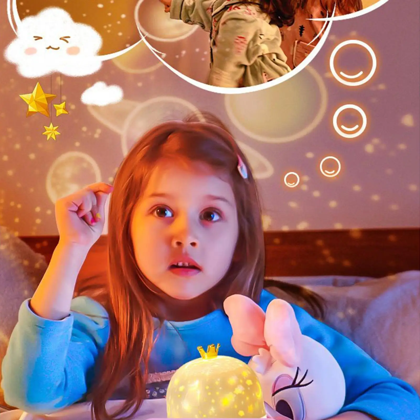 Star Night Light Projector Soothing Lamp With Music 360 Degree Rotating Ceiling Projector For Nursery Wall Sleep Bedtime
