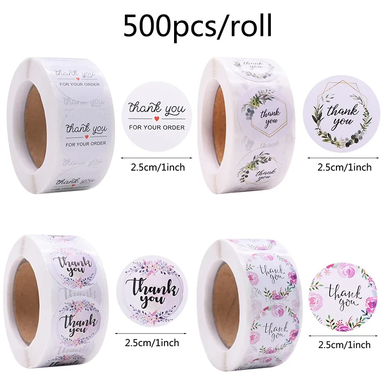 500pcs Thank You Love Design Gift Sealing Stickers for Festival Birthday Party Decorations